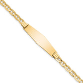 14k Polished Solid Chain/Solid Plate Anchor Link Soft Diamond Shape 33x9.8mm Plate 8 inch ID Bracelet